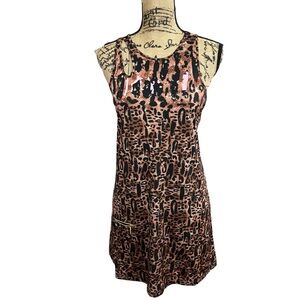 Jamie Sadock Women's Sleeveless Tank Dress Tennis Brown Animal Print Size Small